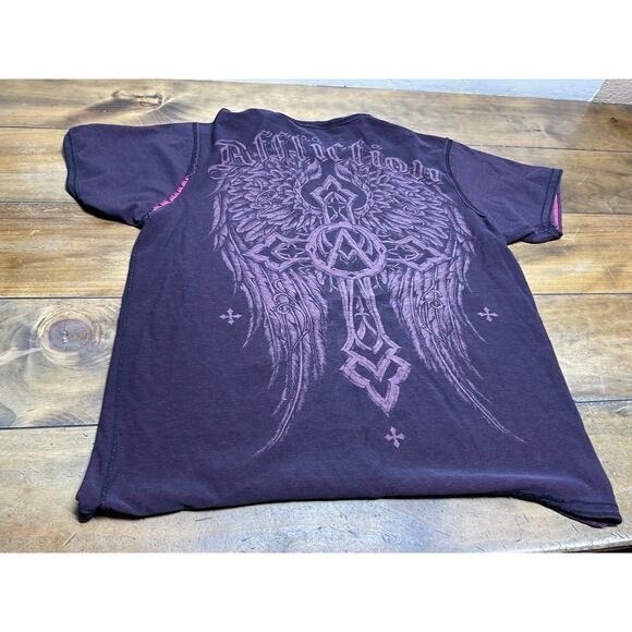 Affliction Mens Reversible Graphic T-Shirt Red Distressed Size XL - Picture 8 of 8